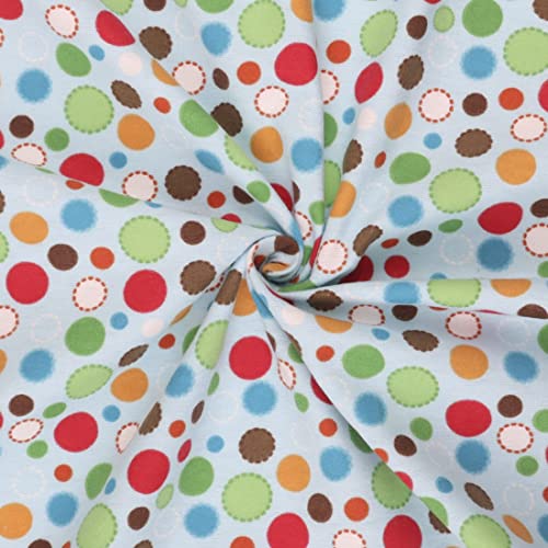 Premium Blue Multi-Circle Flannel Fabric by Mook - Perfect for Quilting, Apparel, and Crafting – Sold by the Yard 3 Premium Blue Multi-Circle Flannel Fabric by Mook - Perfect for Quilting, Apparel, and Crafting – Sold by the Yard - Image 2