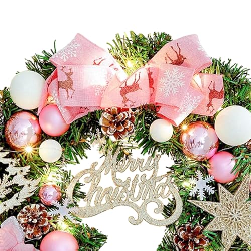 Couronne de Noël en PVC ou PE au design rose blanc élégant pour extérieur - 4