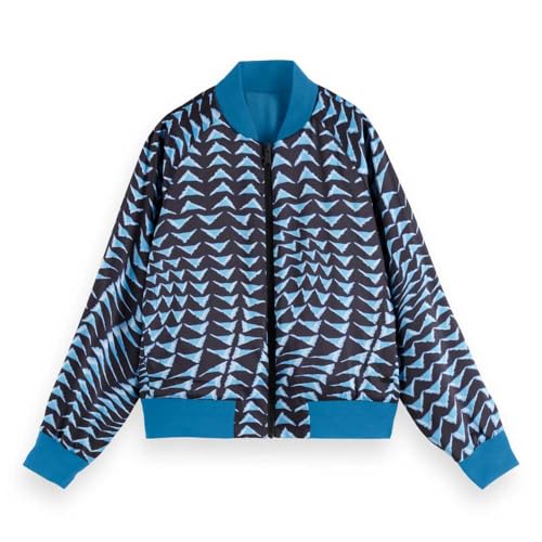 Scotch & Soda Women's Reversible Printed Bomber Bomber, House Of Mirrors Blue/Black 428,