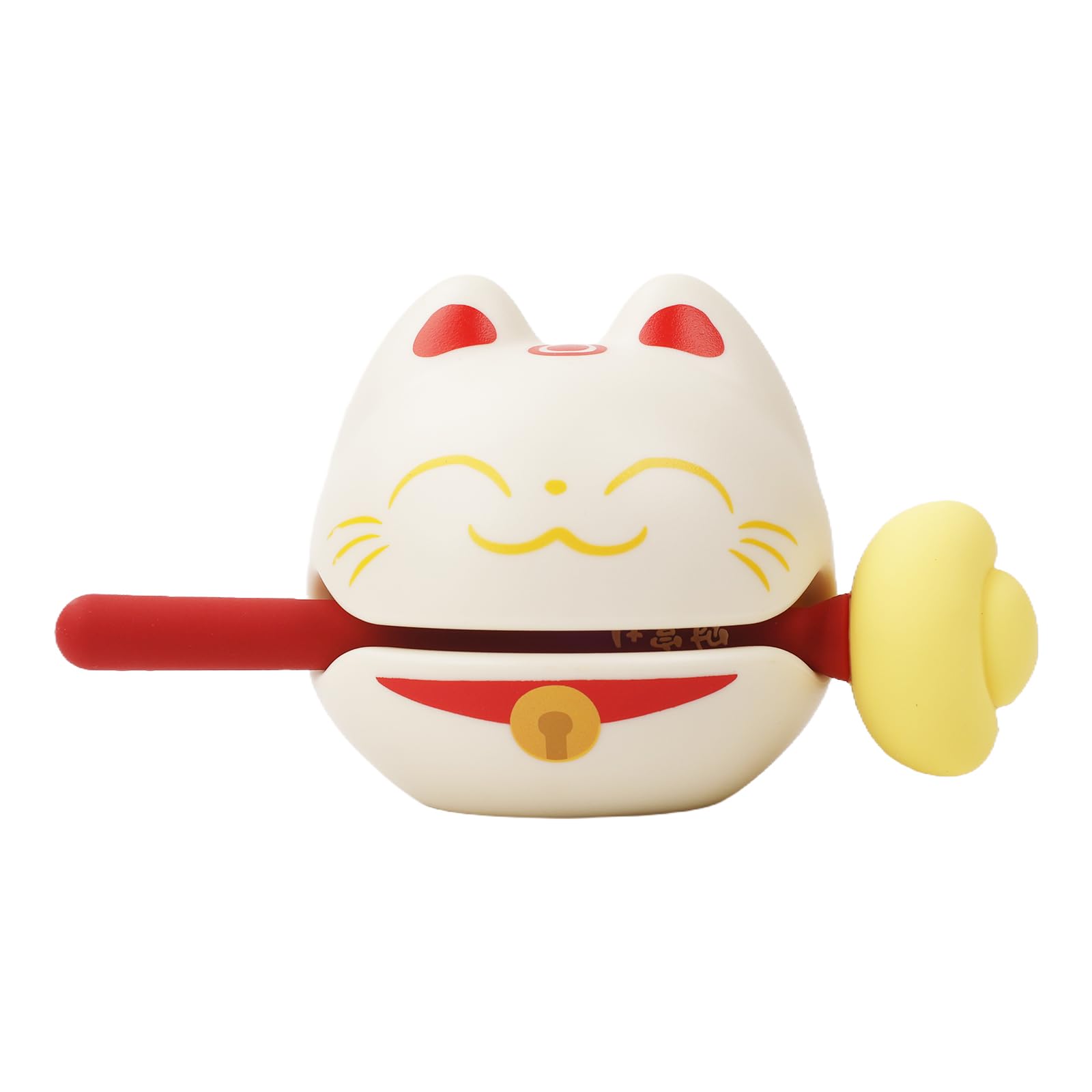 Larcele Creative Cat Wooden Fish Percussion Instrument (XMY-01) (White Fortune Cat)