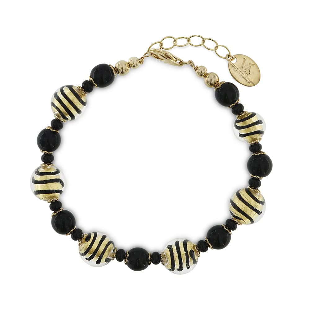 Venetiaurum - Bracciale con Sfere in Vetro Originale di Murano e Argento 925 - Gioiello Made In Italy Certificato
