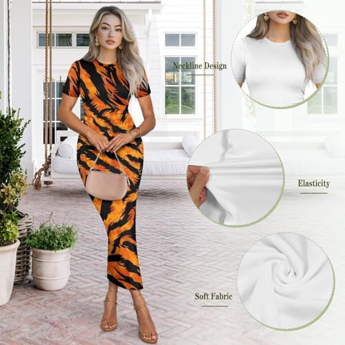 Image of Womens Short Sleeve Jamaican Flag Midi Bodycon Dress