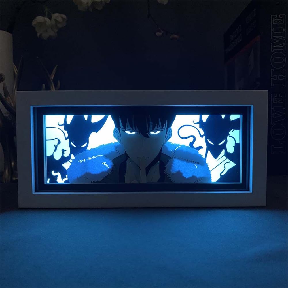Zhongkaihua Sung Jin Woo 3D Paper Carving LED Night Light Anime Paper Sculpture Table Lamp Bedroom Room Decoration Desktop Ornaments Anime Night Light Box — image 1