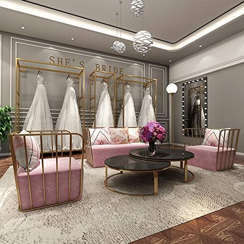 Miniatura 7 de HOMEKAYT Percheros dorados con estantes, estante de ropa para vestidos de deshierbe independientes, bolsas de zapatos, organizador de ropa (59