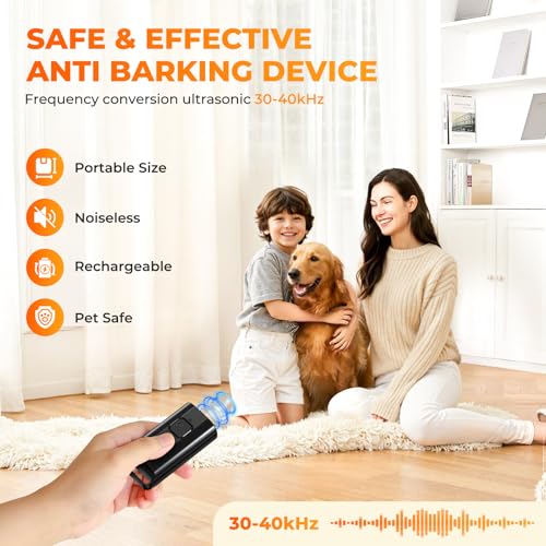 Bubbacare Antibell Ultraschall Gerät, Handgerät Anti Bell Gerät Hunde, Leistungsstark Hunde Bellen Stoppen mit LED, Antibell für Drinnen Draußen, Anti Hund Bellen für Kleine Mittel Große Hund