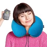 Hikenture ネックピロー コンパクト【1個卵の重さ･手のひらサイズ】70g超軽量 カバー洗濯可 サイズ調節可 持ち運び便利 飛行機 車 新幹線 バス に適用 U型 携帯枕 首枕 旅行枕 エアーピロー 空気 トラベルピロー お昼寝枕