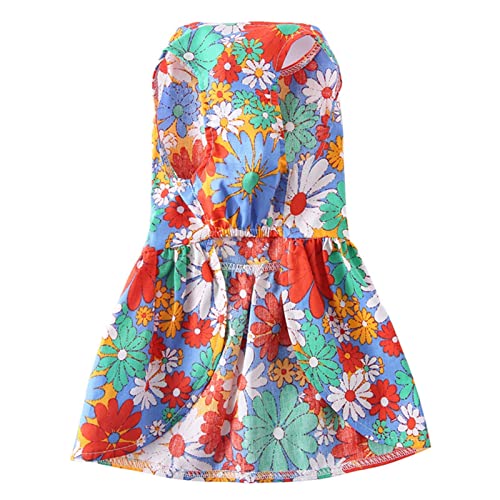 Vestido de Camisola para Cães Pequenos Floral Confortável Floral Fácil de Usar Gatos Amigos da Pele