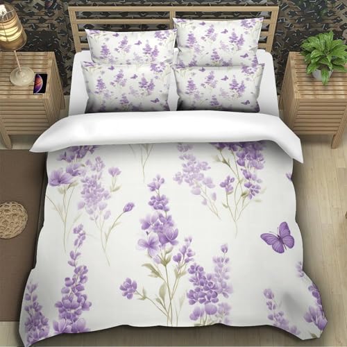 Housse de couette lavande hypoallergénique en microfibre douce