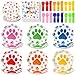 Gejoy 96 Pcs Dog Paw Birthday Party Supplies Tableware Kit Include Plates Knives Forks Spoons Napkins for Boy Girls Birthday Party Decorations Serve 24 Guests (Bright Color)
