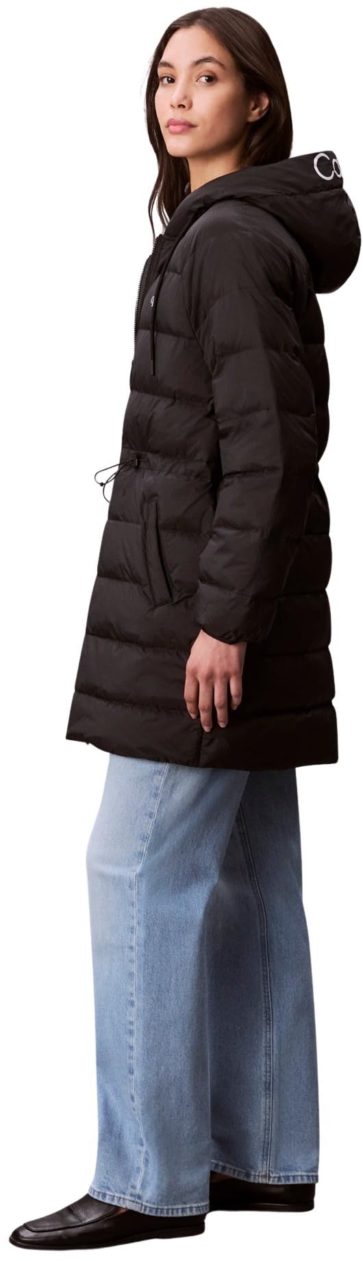 Calvin Klein Abrigo de plumas Mujer Lightweight Logo Mid Length con capucha