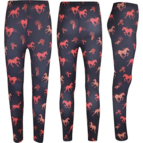 Kids Girls Legging Horses Print Black Stretchy Soft Summer Fashion Bottoms4