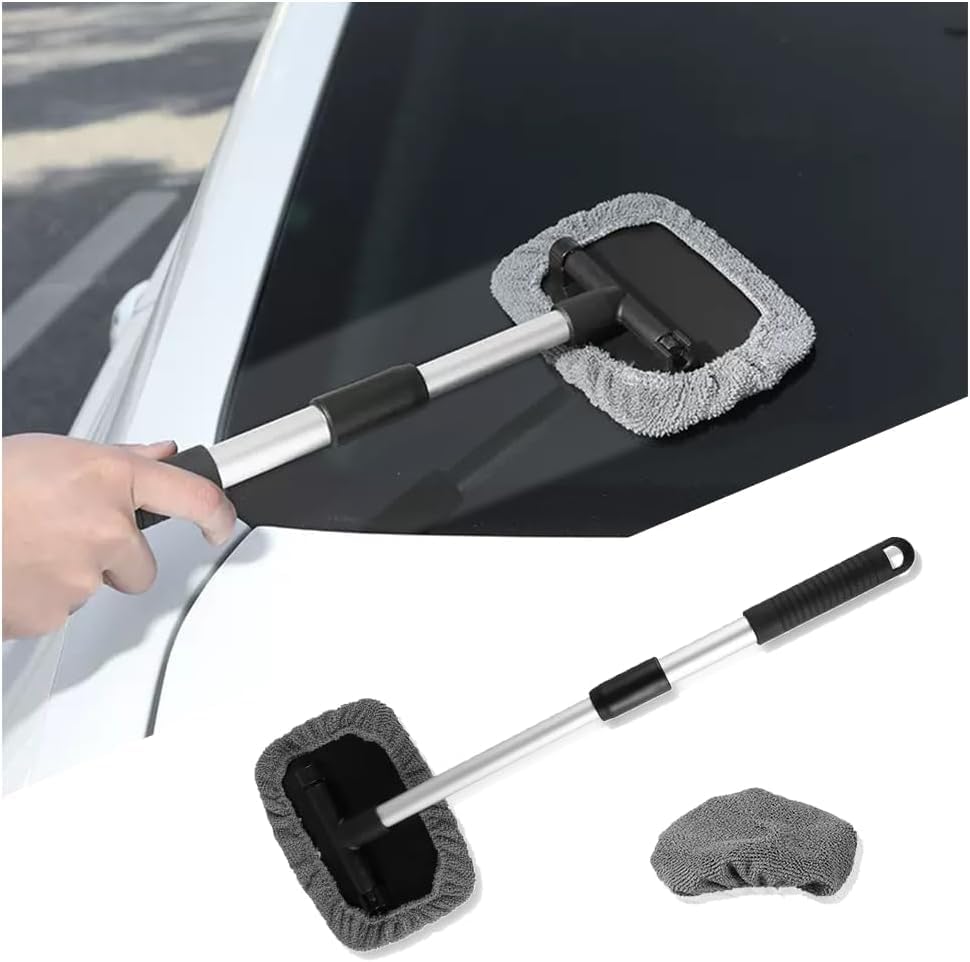 Miniatura 5 de YOECO Herramienta de limpieza de vidrio para parabrisas de automóvil, limpiador de ventanas de automóvil con mango irrompible extensible de largo