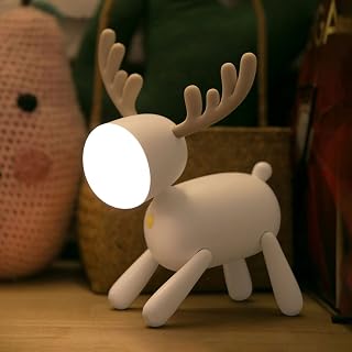 Nursery Lamp, Cute Deer Night Light for Children, Dimmable Breastfeeding Night Lamp for Kids, USB Rechargeable Baby Nursery Lamp with 2 Light Modes for Kids and Adults