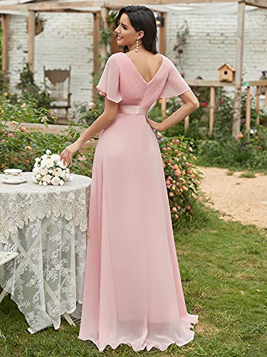 Ever-Pretty-A-linea-Vestido-de-Fiesta-Cuello-en-V-Manga-Corta-Gasa-Corte-Imperio-para-Mujer-09890