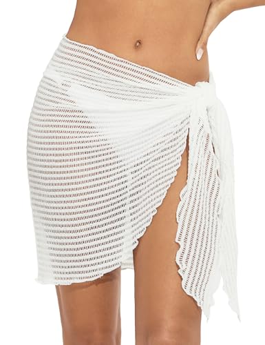 Tournesol Women's Sarong Crochet Cover Up Skirt Short Beach Wrap Skirts Sheer Bikini Bathing Suit Wraps S-XXL