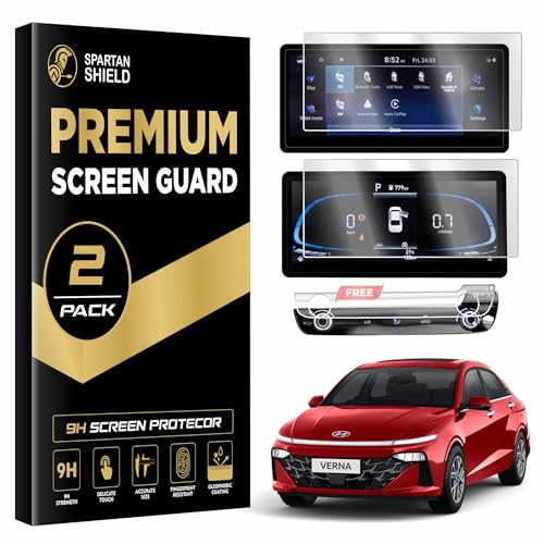 Image of Spartan Shield [2 PACK TouchScreen Protector For HYUNDAI VERNA 2023 SX(O) Infotainment System (10.25 inch Inch) & Digital Instrument Cluster Guard GPS System [Not Tempered Glass]