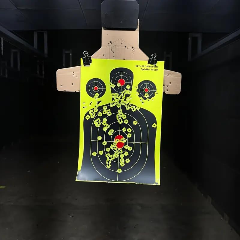 Silhouette Splatter Burst Target- 12 x 18 inch - Easily See Your Shots Burst with Higly Visible Bright Flourescent Yellow Upon Impact, 10-Pack