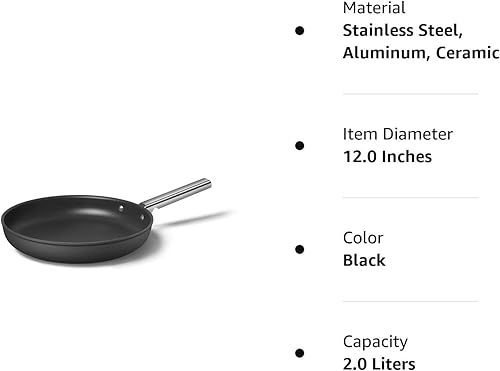 Miniatura 8 de Smeg Utensilios de cocina de 12 pulgadas Negro Sartén