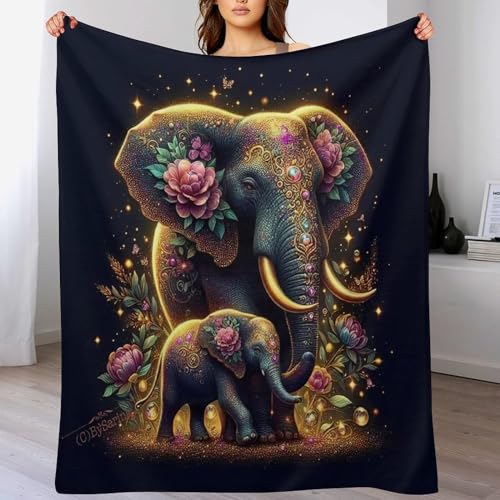 Elefant Decke Decke Dicke Kuscheldecke Mit 3D Muster Fleece Warm & Weich Flauschige Flannel Decke, Vier Jahreszeiten Bett Sofadecke（180×200cm）