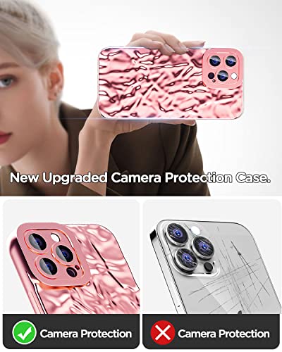Aicase Cute Women Tin Foil Pleated Electroplated Cell Phone Basic Case For Iphone (Rose Gold, Iphone 14 Pro Max) #TOP3