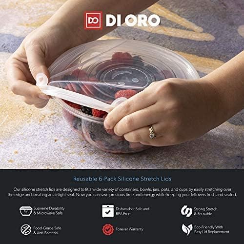 Miniatura 5 de DI ORO - Tapas elásticas de silicona, paquete de 6, fundas reutilizables para almacenamiento de alimentos para cuencos y recipientes de todas las