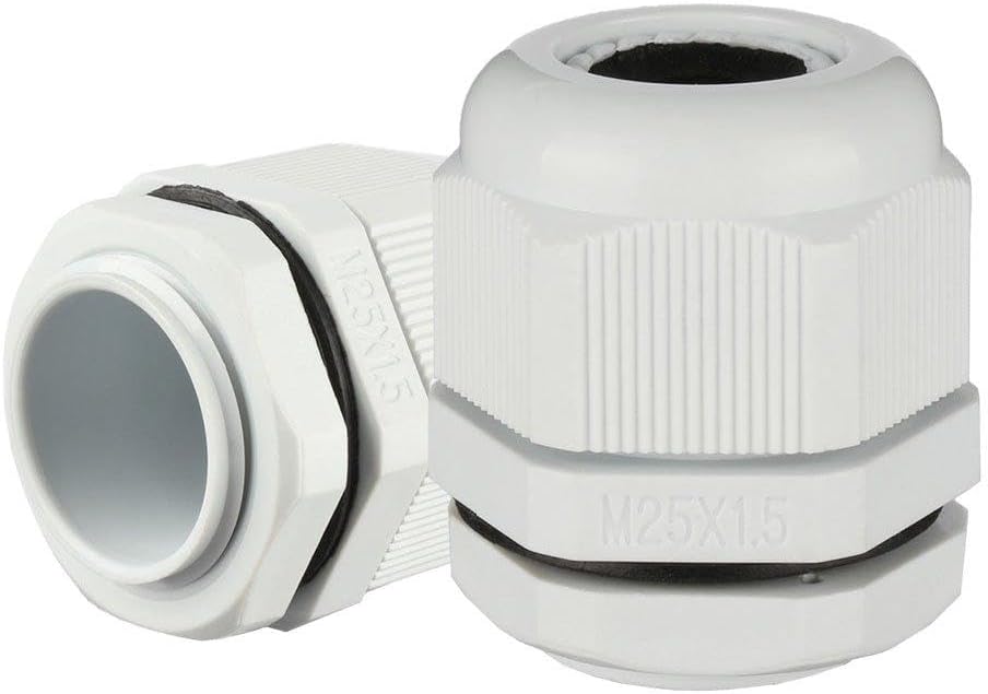 Aexit 20 Pcs Electrical Boxes, Conduit & Fittings M25 Waterproof Nylon Cable Gland Joint Adjustable Connector for 13mm-18mm Dia Conduit Fittings Cable Wire
