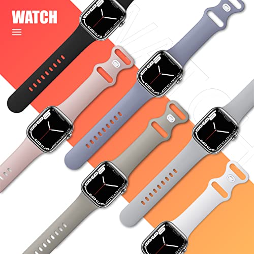 (6 Pack) Sport Band Compatible with Apple Watch Bands 38mm 40mm 41mm 42mm 44mm 45mm 49mm Silicone iWatch Band Ultra 2/Ultra SE Series 9 8 7 6 5 4 3 2 1 Women Men (42mm/44mm/45mm/49mm S/M, Black/Pink — view 2