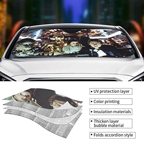 Anime Car Windshield Sunshade Funny Automotive Sun Shade Visor Foldable Window Uv Reflector For Cars Suv Trucks Keep Vehicle Cool (51"X27.5" Small-Size #TOP4