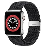 LovRug Geflochtenes Solo Loop Armband Kompatibel mit Apple Watch 41mm 40mm 38mmElastic Adjustable Nylon Sportarmband,Braided Replacement,für iwatch Serie Ultra/8/7/6/5/4/3/2/1,SE(Schwarz)