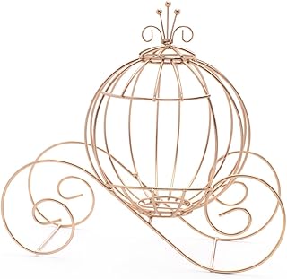Anderson's Rose Gold Wire Cinderella Carriage Coach Centerpiece, Home Event Prom Wedding Decoration, Fairy Tale Princess Tabletop Decor - 13 Inches