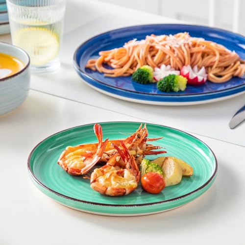 Image of vancasso Bonita Dinnerware Sets 18 Pieces, Blue Stoneware Dishes Set for 6, Plates Set and Bowls Sets, Dishwasher and Microwave Safe