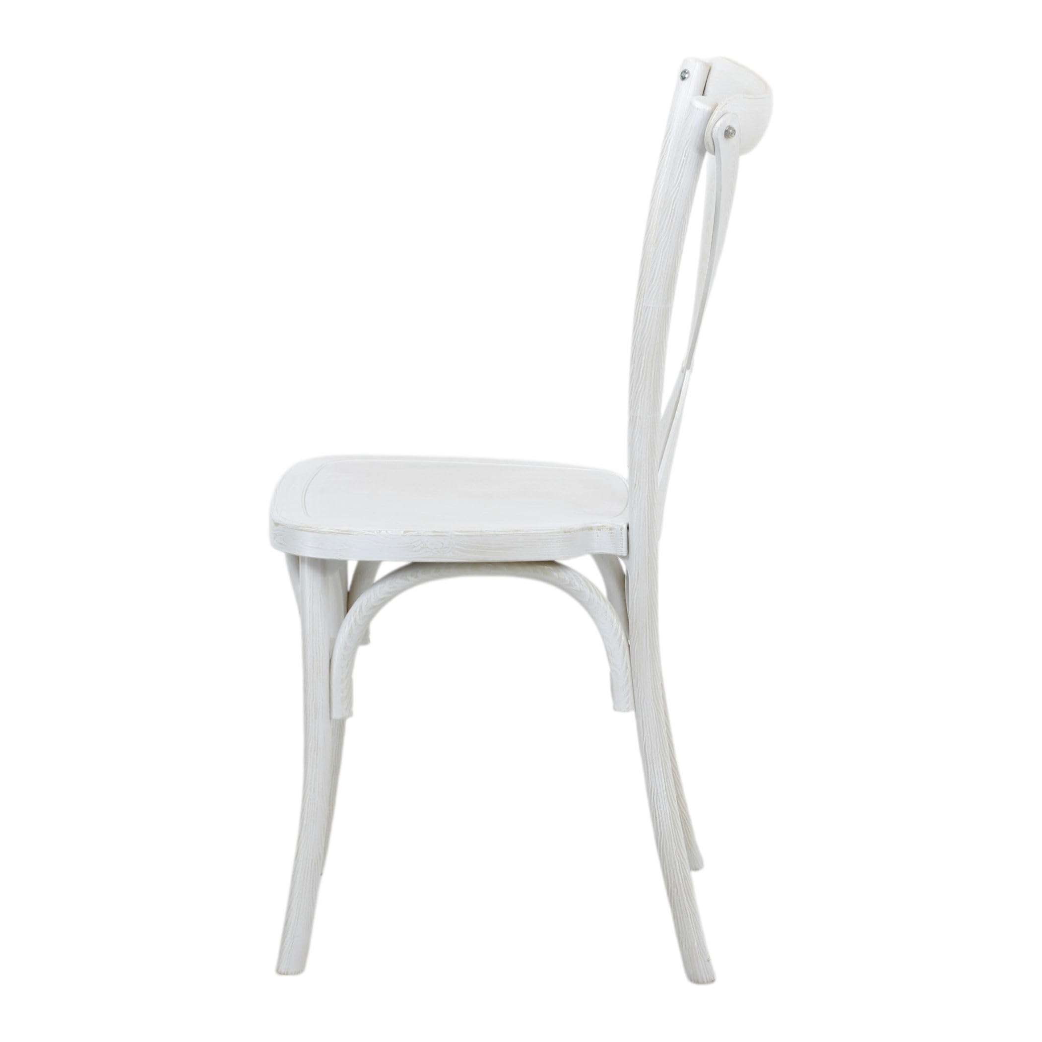 Totò Piccinni Sedia CROSS in POLIPROPILENE in KIT design Vintage EFFETTO LEGNO Croce Impilabile (Bianco Shabby Effetto Legno, 4 Pz)