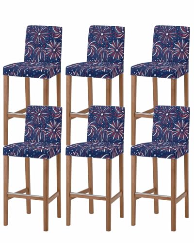 QueenKer 4th of July Bar Stool Covers with Backs Patriotic