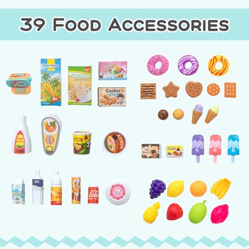 image for Costzon Pretend Grocery Store Playset, Wooden Supermarket Toy Set with