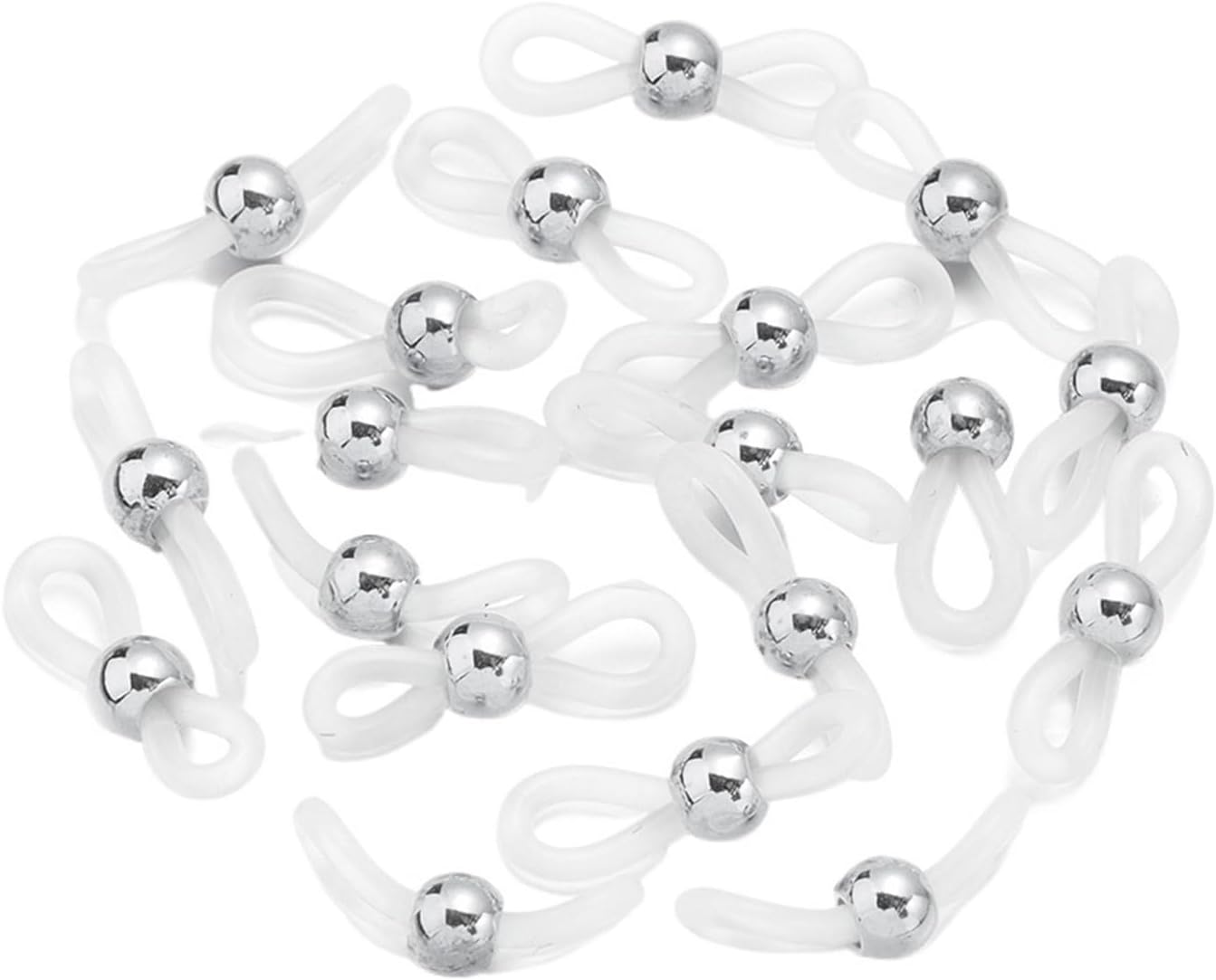 Eyeglass Chain Ends Eyeglass Chain Ends 300pcs Adjustable Silicone Rubber Connector(Rhodium White)