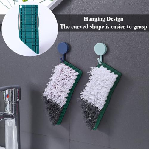 Image of Bendable V-Shape Scrub Brush, Deep Cleaning Toilet Brush with Non-Slip Grip & Sturdy Nylon Bristles, Green, Plastic Handle, 6 inch x 2 inch x 1.5 inch, 1 Count