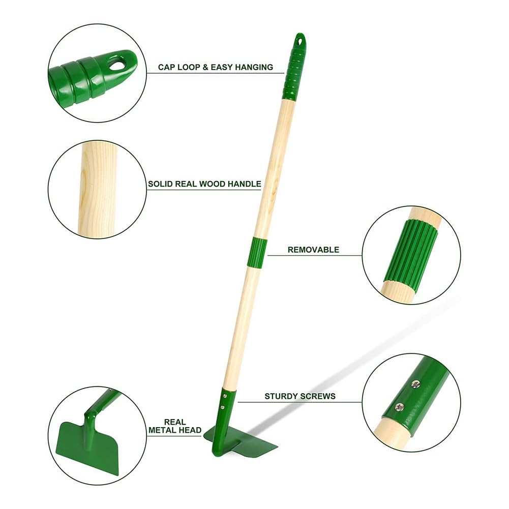 Juego de Herramientas de Jardinería para Niños: 6 Piezas con Pala, Rastrillo, Rastrillo de Hojas y Juguetes para Cavar y Desmalezar el Césped.