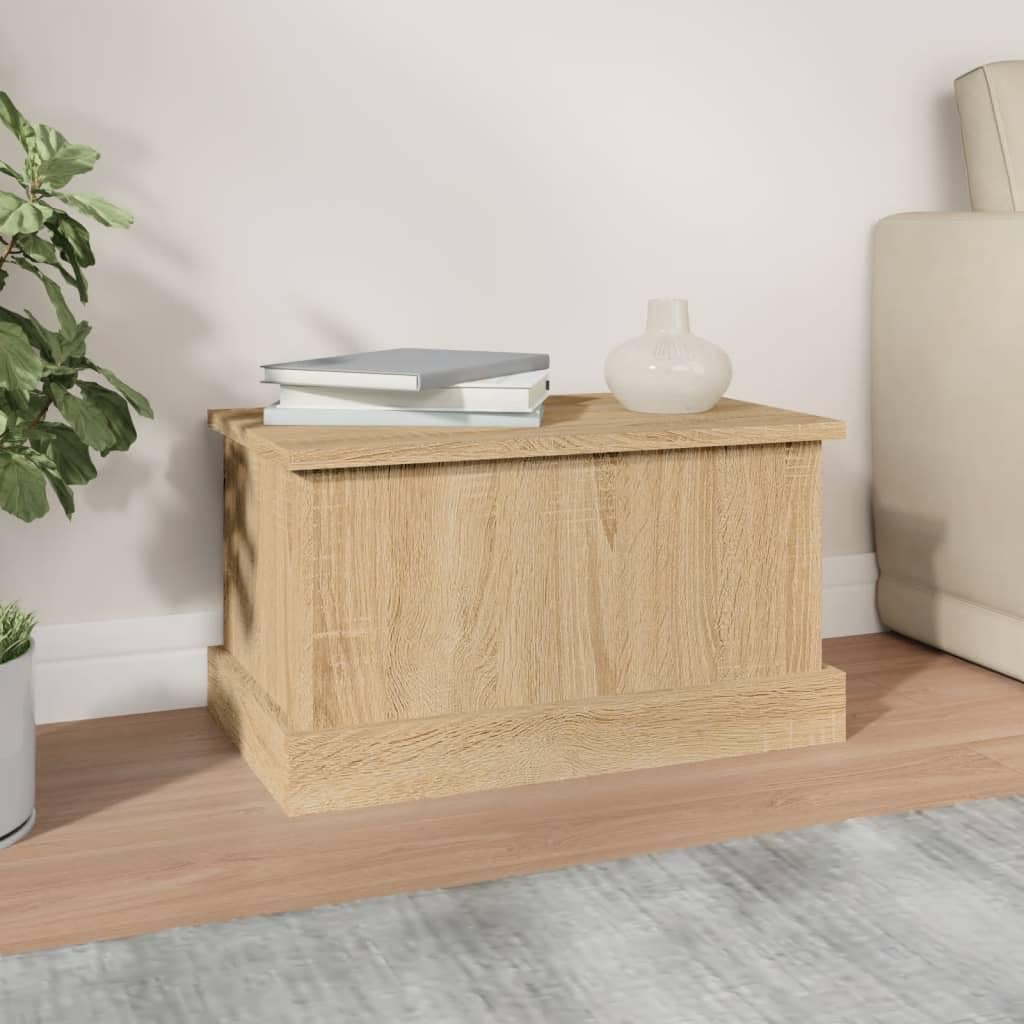Aufbewahrungsbox Sonoma-Eiche aus Holzwerkstoff 50 x 30 x 28 cm mit Deckel multifunktionale Truhe für Schlafzimmer Wohnzimmer Kinderzimmer Flur als Sitzbank und Organizer