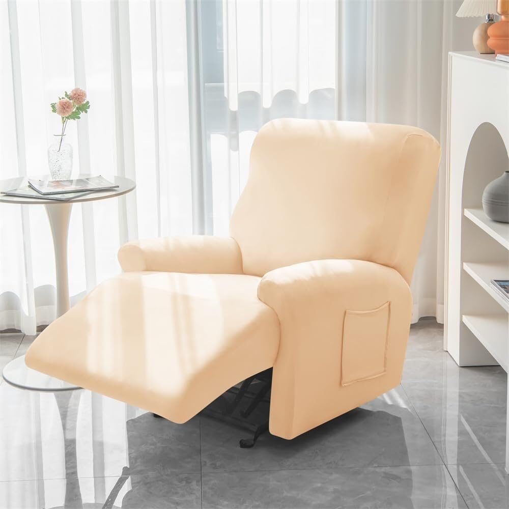 Funda elástica Impermeable para sillón reclinable, Color Liso, Antideslizante, con Bolsillo Lateral, Lavable, Protector de Muebles para Silla.