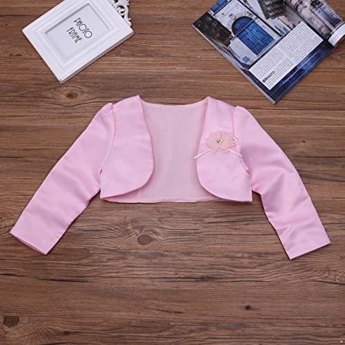 Kids Girls Long Sleeve Bolero Shrug Jacket Cardigan for Formal Dress Wedding Party Flower Sweater Dress Cover Up Pink 8-9 Years3
