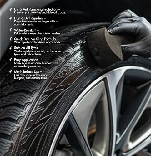 Image of Nippon Paint n-Shield Tyre Shine Spray 250 ml | Restores Black Finish | Long-Lasting Gloss | Protects from Dust Fading | Smooth Shine Enhances Vehicle Look | Asia Pacific's No.1 Paint Brand