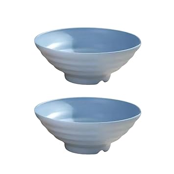Unbreakable Japanese Vintage Large Bowl Set | Deep Stylish Bowls for Food Snacks Noodles | Lightweight Salad Bowls for Fruit Pasta Serving (19cm) (Blue, Set of 2)