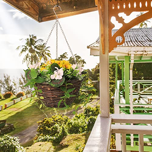 Horjamy Artificial Hanging Flowers In Vine Basket For Outdoor Indoor Patio Lawn Garden Décor, Artificial Hanging Baskets With Flowers With Detachable Chain For Table Centerpieces #TOP4