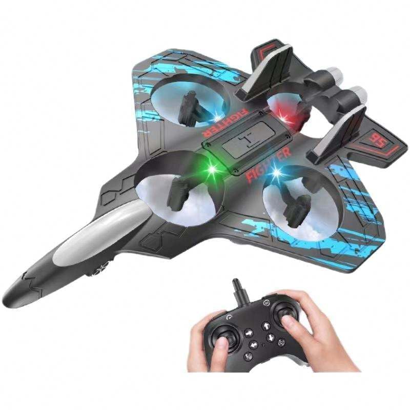 Image of Remote Control Fighter Jet Drone for Kids & Adults | 2.4GHz RC Airplane Drone with LED Lights, Stable Flight, Easy Controls, Rechargeable Flying Toy Gift