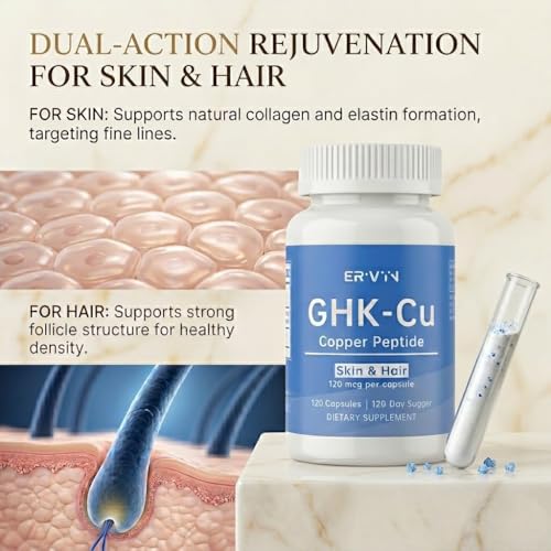 Erivyn GHK-Cu Peptide Supplement, Copper Peptides for Hair & Skin Support, 120 mcg GHK-Cu per Capsule, 120 Vegan Capsules — view 2