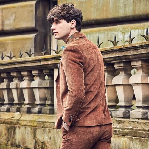 VENNYNG Men's Corduroy Suit 3 Piece Blazer Vest Pants Set for Business Events Wedding Grooms Banquet Party4