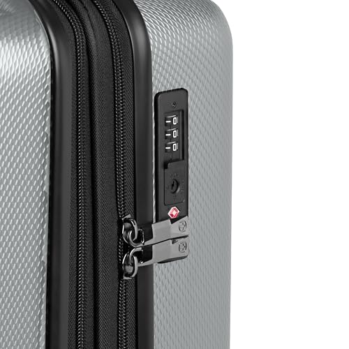 Image of SwissGear 7272 Energie Hardside Expandable Luggage with Spinner Wheels, Silver, 3-Piece Set (19 /24 /27)