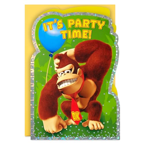 Hallmark Nintendo Donkey Kong Birthday Card (Barrels of Fun) for Kids, Teens, Gamers