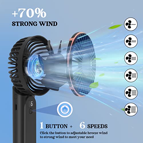 Hssio Portable Handheld Fan, Mini Desk Fan, Neck Fan 180° Foldable, 6 Speeds, Lcd Display, Ultra Quite, Up To 16H Long Use Time, 4000Mah Battery Operated Small Hand Held Fan For Outdoor Indoor #TOP2