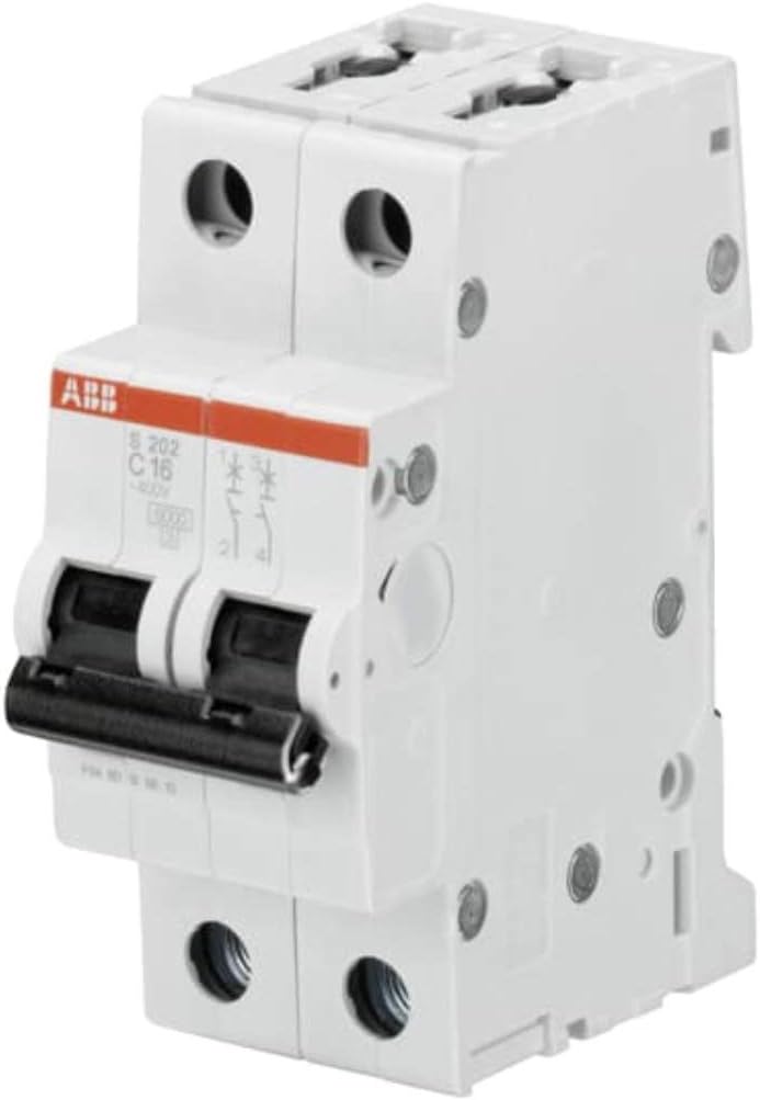S202-C32 Miniature Circuit Breaker, 2 Pole, Type C, 6/10kA Breaking Capacity, 32 Amp Current (2CDS252001R0324)
